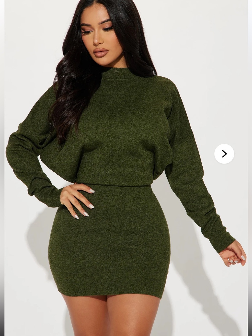 Fashion Nova Olive Green Knit Mini Dress